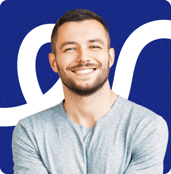 Smiling man in a casual grey t-shirt